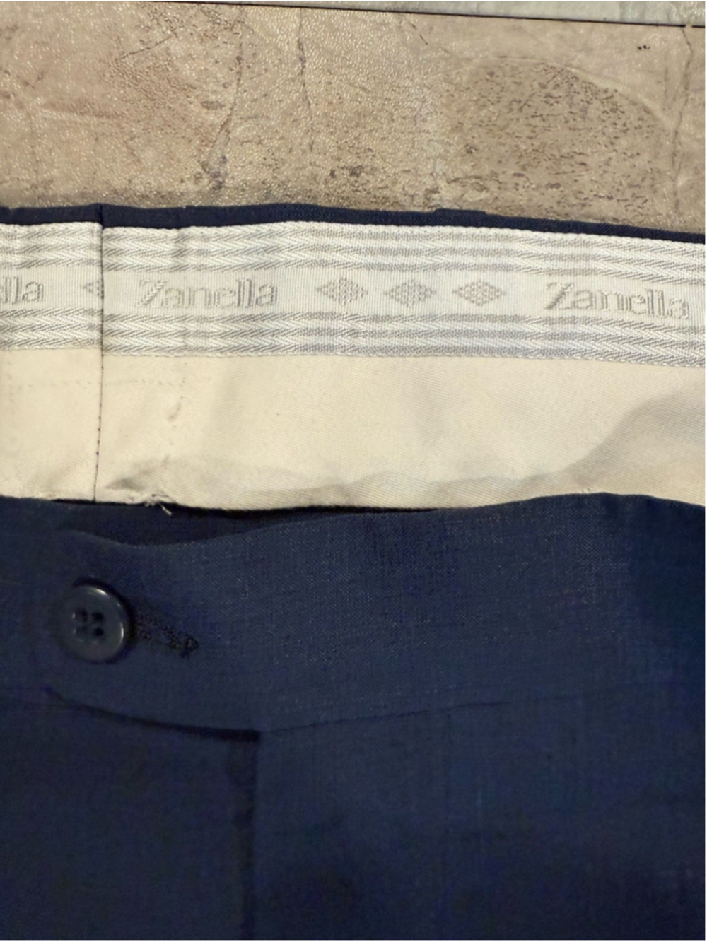 Zanella Dress Pants 38x28 Navy Blue Wool Flat Front Lined Trousers Made in Italy - Picture 3 of 6